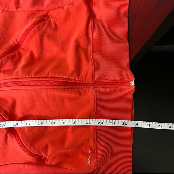 Nike Dri Fit Hoodie Womens Sz Large Red Full Zip Logo Athletic Gym Workout - Picture 13 of 13